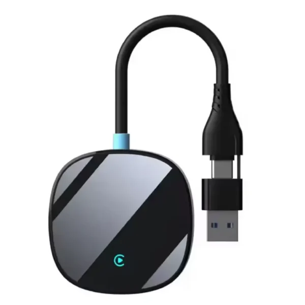 adaptateur carplay android auto sans fil 2en1 cable USB-A USB-C iPhone Android voiture